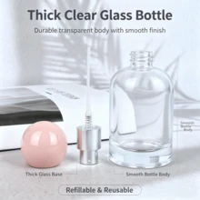 30ml The Refillable Empty Perfume Bottle, With A Smooth Pink Spherical Lid, Transparent Frosted Style, Portable Mini Aesthetic Empty Perfume Bottle, Suitable For Men And Women To Travel And Fill Perfume - Multicolor - View 3