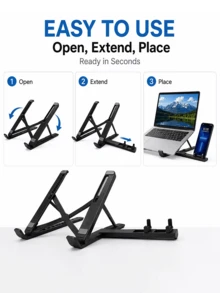 Aluminum Alloy Foldable Heat Dissipation Riser Tray, Portable Desktop Stand, Multi-Angle Support Bracket, Computer Base, Desktop Stand, Ventilation And Heat Dissipation, Sturdy And Durable, Convenient To Carry, Travel Essential, Suitable For Laptops, Tablets And Phones, Suitable For Home Or Office, Perfect Gift Choice - View 5
