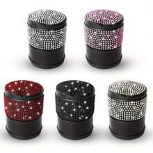 1pc Shiny Diamond Car Ashtray, Charming Sparkling Crystal Car Ashtray With Lid - Portable Office And Home Car Ashtray - Durable ABS Material, Decorated With Shiny Rhinestones, Creative Fashionable Women's Design - A - View 4