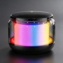 Bocina portátil Bluetooth con luz RGB - Negro - Ver 1