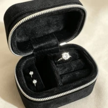 3pcs Portable Velvet Mini Jewelry Box Zipper Small Jewelry Storage Box Travel Ring Earring Necklace Organizer Pouch For Delicate Jewelry Care; Compact Luxury Keychain For Worry-Free Carrying - Multicolor - View 2