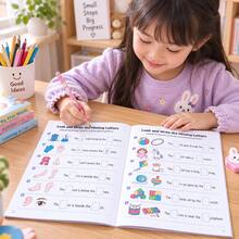 Children's Picture-Based Letter Completion English Practice Book, Toddler English Vocabulary Enlightenment Early Education Educational Workbook, Back To School Learning Supplies, Holiday Student Learning Gift - Multicolor - View 5