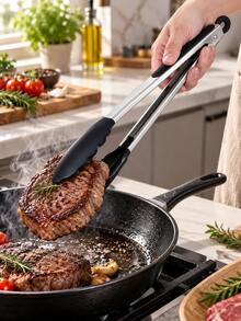 Set Penjepit Dapur Stainless Steel 3 Buah, Penjepit Makanan Ukuran Besar, Sedang, dan Kecil dengan Ujung Silikon Anti Selip dan Cincin Gantung, Penjepit Masak Multifungsi untuk Memanggang, Steak, Salad, Membakar, BBQ, Menyajikan, dan Aksesori Dapur Rumah Tangga - MultiWarna - View 14