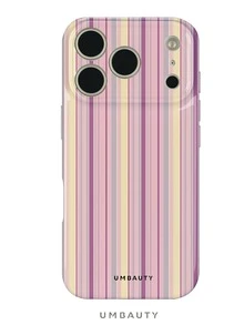 UMBAUTY 1 buah Casing Ponsel Motif Garis-garis Pink & Ungu, Kompatibel dengan iPhone 18 Pro Max, Cocok untuk Apple 18/17/16/15/14/13/12/11 Pro Max/Plus/Mini 17e, Casing Ponsel Soft Shell Cetak Definisi Tinggi dengan Perlindungan Layar/Lensa yang Ditinggikan, Unisex, Hadiah Ideal untuk Pacar di Halloween, Hari Valentine, Paskah, Musim Pernikahan, dan Ulang Tahun - MultiWarna - View 1