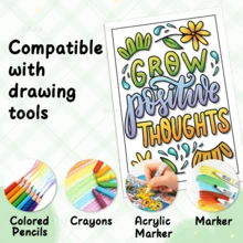Affirmation Bold & Easy Coloring Book For Adults ,Positive Quote Heartfelt Words Cloud Star Rainbow Large Print ,Simple Line Art Gentle Calming Relaxing Stress Relief Coloring Pages For Women Hobby Lovers, 120gsm Thick Inner Paper - Positive Words - View 8
