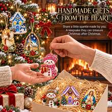 10pcs Christmas Diamond Painting Hanging Ornaments Set - Pearl Rhinestone DIY Diamond Art Hanging Decor, With Santa Claus, Snowman, Reindeer, Gingerbread Man Patterns, Suitable For Christmas Tree, Fireplace Decoration, Holiday Home Party Scenes, Perfect Handmade Creative Gift For Adults - View 4