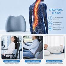 Ergonomic Lumbar Support Pillow, Memory Foam Cushion With Milk Silk Fabric, Suitable For Office Chair, Car Seat, Sofa And Travel, Relieves Back Pressure, Unisex Curved Lumbar Support Pad - Lumbar Support Pillow - View 8