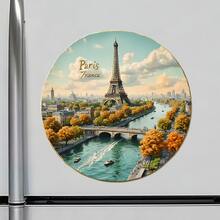 Paris France Fridge Magnet, An Autumn Stroll Along The Seine For Peaceful Kitchen Travel Memories For All Metal Surfaces Throughout The Home - A - View 2