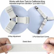 2/4 Correas ajustables en cruz para sábanas - Aseguran las sábanas, hebillas elásticas triangulares adecuadas para todas las fundas de colchón - Multicolor - Ver 5