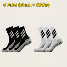 1/5/6/8 Pairs Men's Mid-Calf Silicone Anti-Slip Breathable Comfortable Sports Socks, Suitable For Basketball, Football, Running - Black and White - View 6