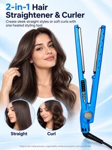 Blue Flat Iron Hair Straightener And Hair Curling Iron For Hair, Hair Curler For Hair And Hair Curlers, Curling Hair Tool And Hair Tools For Styling, Hair Salon Equipment And Hairstylist Essentials, Hair Curl And Curls For Curly Styles And Hair Care - Royal Blue - View 2