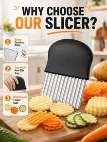 SMEGGEMS 1pc Multi-Function Kitchen Knife, Patterned Blade, Potato Cutter, Wolf Tooth Potato Slicer, Wavy Potato Slicer, French Fries Cutter, Multi-Function Vegetable Slicer, Potato Slicer, Slicing Knife - View 1