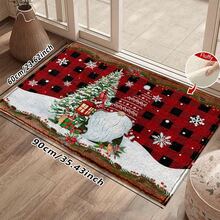 1pc Soft Faux Cashmere Material Floor Mat, Christmas Holiday Red Plaid Cartoon Decorative Rug, Kitchen Entrance Door Mat, Bedroom Door Anti-Slip Mat, Bathroom Non-Slip Mat, Festive Atmosphere Entryway Mat, Suitable For Multiple Scenes Anti-Slip Floor Mat, Room Decor, Holiday Gift - Multicolor - View 11