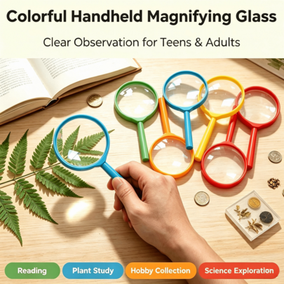 Colorful Handheld Magnifying Glass, Plastic Round Magnifier With Handle, Science Observation Tool For Nature Observation, Reading, Crafts, Multi-Color Gadget, Holiday Halloween Christmas Back To School Vacation Gift, Practical Tool For Teens And Adults, Seasonal Christmas Stocking Stuffer, Winter Celebration Choice