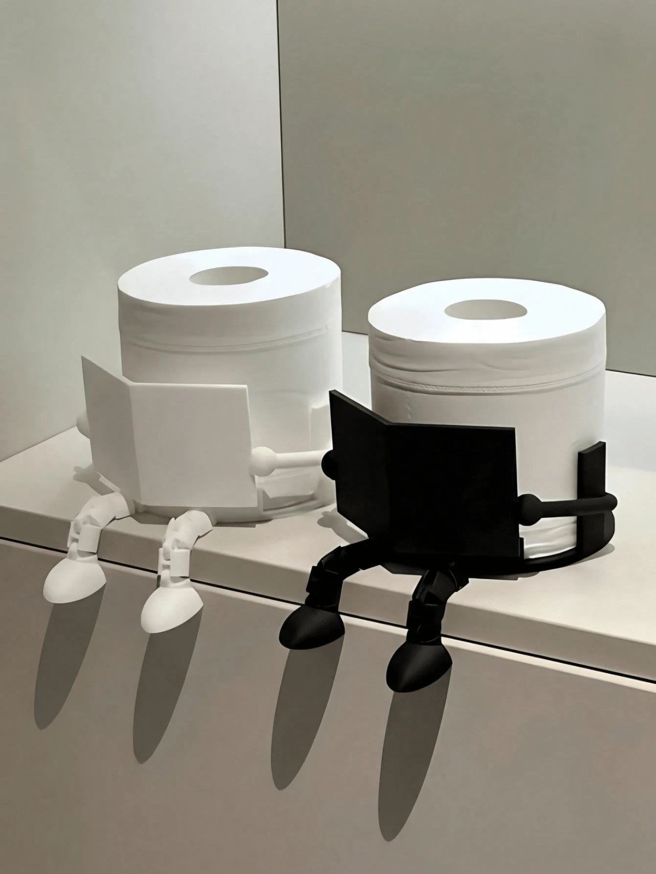 1pc Creative Reading Figure Toilet Paper Holder, Cute Doll Shaped Toilet Paper Storage Rack, Fun Decorative Tissue Holder, Suitable For Bathroom, Toilet And Home Decor, Minimalist Floor Standing Tissue Dispenser, Home Bathroom Decoration - Multi-color - View 1