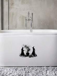 1pc Witch And Cauldron Pattern Toilet Sticker, Water Tank Sticker, Bathroom Decor, Funny Toilet Sticker, Wall Decor, Home Decor, Enhance Your Home's Overall Aesthetic, Suitable For Halloween - one-size - View 7
