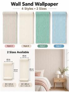 SUPSTICKER Striped Self-Adhesive Wallpaper, Removable PVC Wall Sticker, 15.7*47.2 Inches/15.7*118.1 Inches, 4 Styles, Suitable For Bedroom, Living Room Home Decor - Striped - View 3