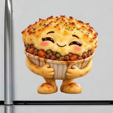 Leende Cottage Pie kylskåpsmagnet, en brittisk middagshistoria för mysiga familjesammankomster i köket, för alla metallytor i hela hemmet - A - Visa 2