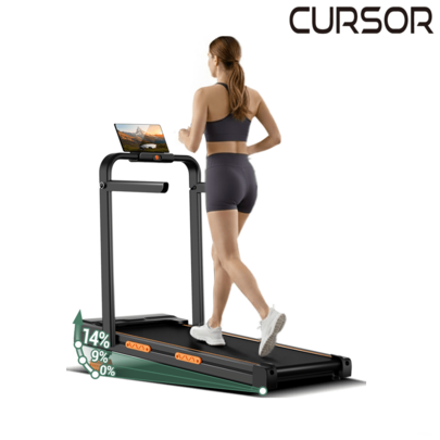 CURSOR FITNESS Walking Pad Treadmill With 14% Incline, Foldable Armrests, 6.3 MPH Speed, LED Display, 2.5 HP Quiet Motor, 300 Lbs Capacity, Foldable For Easy Storage, Suitable For Home And Office Use.