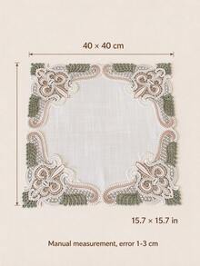 HXARTMIS 1件復古蕾絲刺繡方形餐墊，鏤空花卉蕾絲桌墊，波希米亞風優雅餐桌裝飾墊，適用於餐桌、居家派對桌面裝飾 - 綠色 - 查看 7