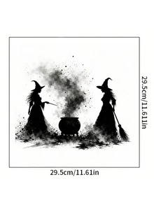 1pc Witch And Cauldron Pattern Toilet Sticker, Water Tank Sticker, Bathroom Decor, Funny Toilet Sticker, Wall Decor, Home Decor, Enhance Your Home's Overall Aesthetic, Suitable For Halloween - one-size - View 8