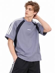 Adidas Men's Summer Sports Casual Versatile Comfortable Short Sleeve T-Shirt - Purple/Black - View 2