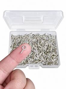 150/300pcs Small Screw Eye Pins, Mini Screw Eye Pins, Suitable For Handmade Craft Projects, Cork Bottles And DIY Jewelry Making - Silver - View 6