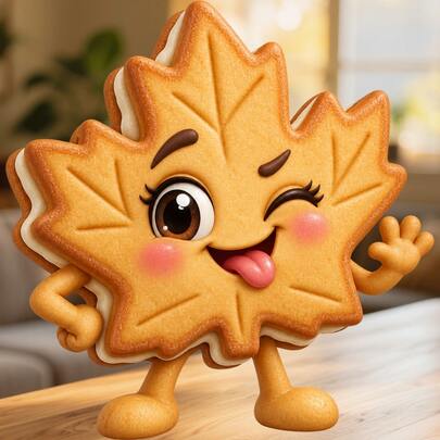 Imán de nevera con forma de galleta de hoja de arce guiñando el ojo, una historia de delicia otoñal canadiense para momentos acogedores en la cocina para todas las superficies metálicas en todo el hogar