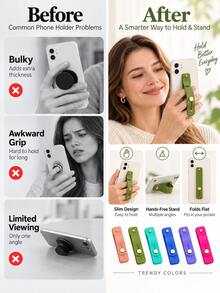 6/3/1pc Retractable Phone Ring Holder Finger Strap Stand, Portable Phone Ring Grip Handle (Classic Color) - Retractable Finger Sleeve Stand - View 10