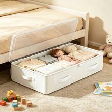 2pcs White Underbed/Closet Storage Boxes, Foldable Underbed Organizer, Multi-Functional Universal, Suitable For Storing Blankets, Skirts, Bedding, Great Value Must-Have, Best Gift For Christmas, Halloween, Back To School - White - View 6