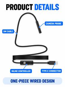 5M Android Endoscope Camera With 6 LED Lights, 7mm Lens, USB Powered Soft Cable, Compatible With Smartphone/PC, OTG Required, Adjustable Height, Suitable For Home, HVAC, Plumbing, Automotive Inspection, Heavy Duty Industrial Endoscope Camera, Phone Endoscope - E310 - View 8