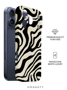 UMBAUTY 1 قطعة قاعدة بيج مع تصميم نمط خطوط زيبرا سائل مجرد، متوافق مع هاتف 18 Pro Max، يناسب أبل 18/17/16/15/14/13/12/11 Pro Max/Plus/Mini 17e، بطانية هاتف ناعم مطبوع عالي الدقة بتغطية كاملة، حماية مرفوعة للشاشة/العدسة، مناسب للجنسين، هدية مثالية للصديقة في عيد الهالوين وعيد الحب وعيد الفصح وموسم الزفاف وعيد الميلاد - متعدد الألوان - مشاهدة 2