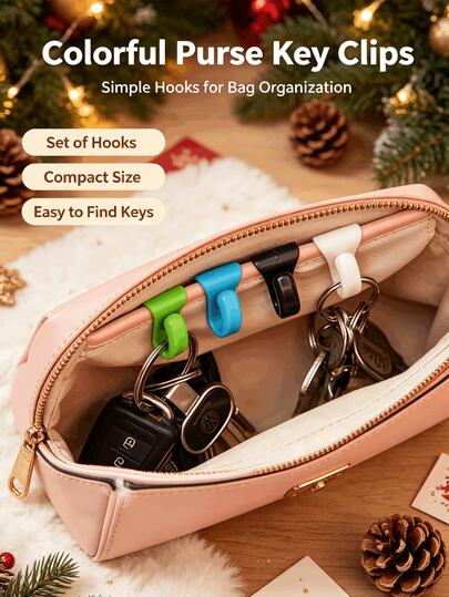 Bag Key Hook, Handbag Key Clip, Anti-Loss Key Organizer, Lightweight Clip Design Easily Attaches To Bag Lining, Quickly Find Keys Without Searching, Suitable For Tote Bags, Shoulder Bags, Perfect For Daily Commute
