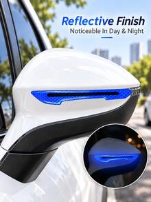 2pcs Car Rearview Mirror Reflective Stickers, Anti-Collision Warning Strips, High Visibility Reflective Decals, Flexible Side Mirror Edge Protection Stickers, Waterproof Exterior Car Decoration Accessories, For Vehicle Rearview Mirror Decoration - A - View 7