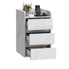 Yitahome Bedside Table With 3 Drawers, Nightstand End Table, Water-Resistant Storage Side Table, 35x40x59cm - Antique White - View 7