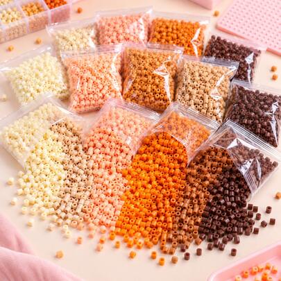 2.6mm Sundymot Fuse Beads, 5000PCS+ Maillard Coffee Color Series Individually Packaged, Not Easily Spilled, DIY Pendant Keychain, Jewelry Making Craft Raw Materials, Graduation Season Back To School Season, Christmas, Party Birthday Gift, Multi-Color 2.6mm Fuse Beads Bulk Refill Kit