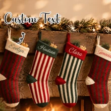 Personalized Knitted Christmas Socks: Embroidered Family Name Socks, 2026 Christmas Holiday Decor - Multicolor - View 8