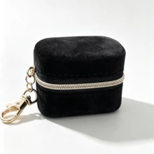 3pcs Portable Velvet Mini Jewelry Box Zipper Small Jewelry Storage Box Travel Ring Earring Necklace Organizer Pouch For Delicate Jewelry Care; Compact Luxury Keychain For Worry-Free Carrying - Multicolor - View 8