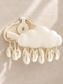Multifunctional Windproof Hanging Drying Rack – Cute Cloud Design. Suitable For Drying Socks, Underwear, Towels, And More; Features A Drill-Free, Space-Saving Design That Is Easy To Store-An Ideal Choice For The Back-To-School Season. - Multicolor - View 12