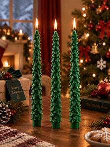 Set Lilin Berbentuk Pohon Natal, Lilin Kerucut Berbentuk Pohon Hijau, Lilin Pilar Berpilin, Lilin Dekoratif Lilin Kedelai, Cocok untuk Dekorasi Rumah Natal, Dekorasi Meja, Pengaturan Pesta Liburan, Pemberian Hadiah - hijau - View 14
