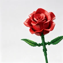 1pc DIY Assembly Rose Flower Building Block Set, Artificial Red Rose Model Bricks, Desktop Home Decor Gift - Multicolor - View 7