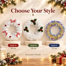 Festive Christmas Wreath Ornament, Decorative Hanging Ring For Door, Entryway, Fireplace And Party - 1PC - View 6