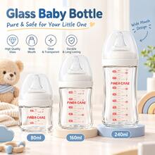 1 Buah Botol Bayi Kaca Leher Lebar 80ml/160ml/240ml Botol Susu Transparan Bening dengan Skala yang Jelas - MultiWarna - View 3