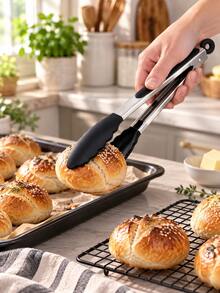 Set Penjepit Dapur Stainless Steel 3 Buah, Penjepit Makanan Ukuran Besar, Sedang, dan Kecil dengan Ujung Silikon Anti Selip dan Cincin Gantung, Penjepit Masak Multifungsi untuk Memanggang, Steak, Salad, Membakar, BBQ, Menyajikan, dan Aksesori Dapur Rumah Tangga - MultiWarna - View 2