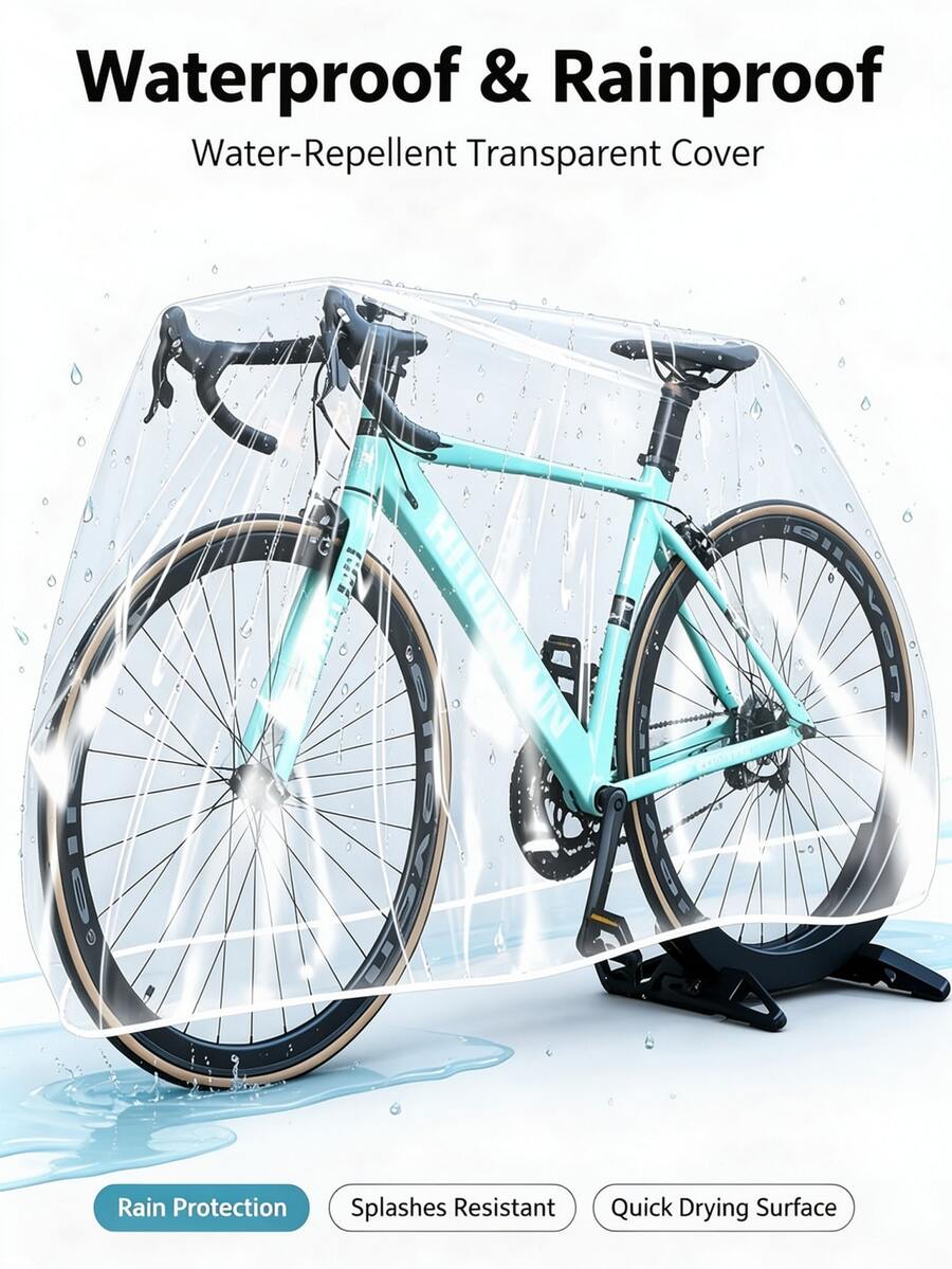 2pcs Road Bike Dedicated Protection, High Transparency Material Without Obscuring Aesthetics, Elastic Cuff Quick Wear, Compatible With Road Bike, Mountain Bike And Other Multiple Models, Portable Disposable Transparent Bicycle Cover, Mountain Road Bicycle Dustproof Waterproof Sunproof Rainproof Cover, Electric Bike Cover, Durable Bicycle Protection Cover, Sunshade - Clear - View 1
