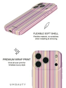 UMBAUTY 1 buah Casing Ponsel Motif Garis-garis Pink & Ungu, Kompatibel dengan iPhone 18 Pro Max, Cocok untuk Apple 18/17/16/15/14/13/12/11 Pro Max/Plus/Mini 17e, Casing Ponsel Soft Shell Cetak Definisi Tinggi dengan Perlindungan Layar/Lensa yang Ditinggikan, Unisex, Hadiah Ideal untuk Pacar di Halloween, Hari Valentine, Paskah, Musim Pernikahan, dan Ulang Tahun - MultiWarna - View 5