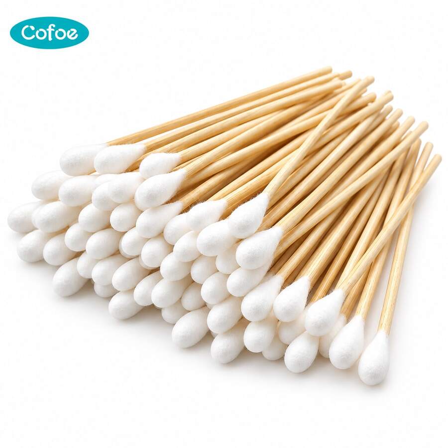 Cofoe 50-Count Cotton Swabs (10cm), Single-Ended Long Cotton Buds For First Aid, Daily Cleaning & Personal Care - 10cm - View 1