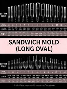 30/60/120pcs Boxed Long Oval Sandwich Nail Extension Mold, Top Mold + Bottom Mold Double-Layer Sandwich Design Creative Airplane Auxiliary Handle, Crystal Glue Nail Fast Extension Mold Nail Salon Art DIY Tool - Multicolor - View 6