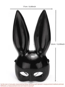 Women's Rabbit Ear Mask, Black/White Optional, Halloween Costume Party Cosplay Half Face Party Accessory - A - View 3