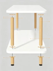 2-Tier Wooden Side Table - Sofa End Table / Coffee Table / Nightstand, Natural Wood Legs, With Lower Storage Shelf, Large Storage Space, Easy To Assemble, Suitable For Living Room, Bedroom, Beside Sofa, For Placing Books, Cups And Decorations - Multiple Specifications - View 8